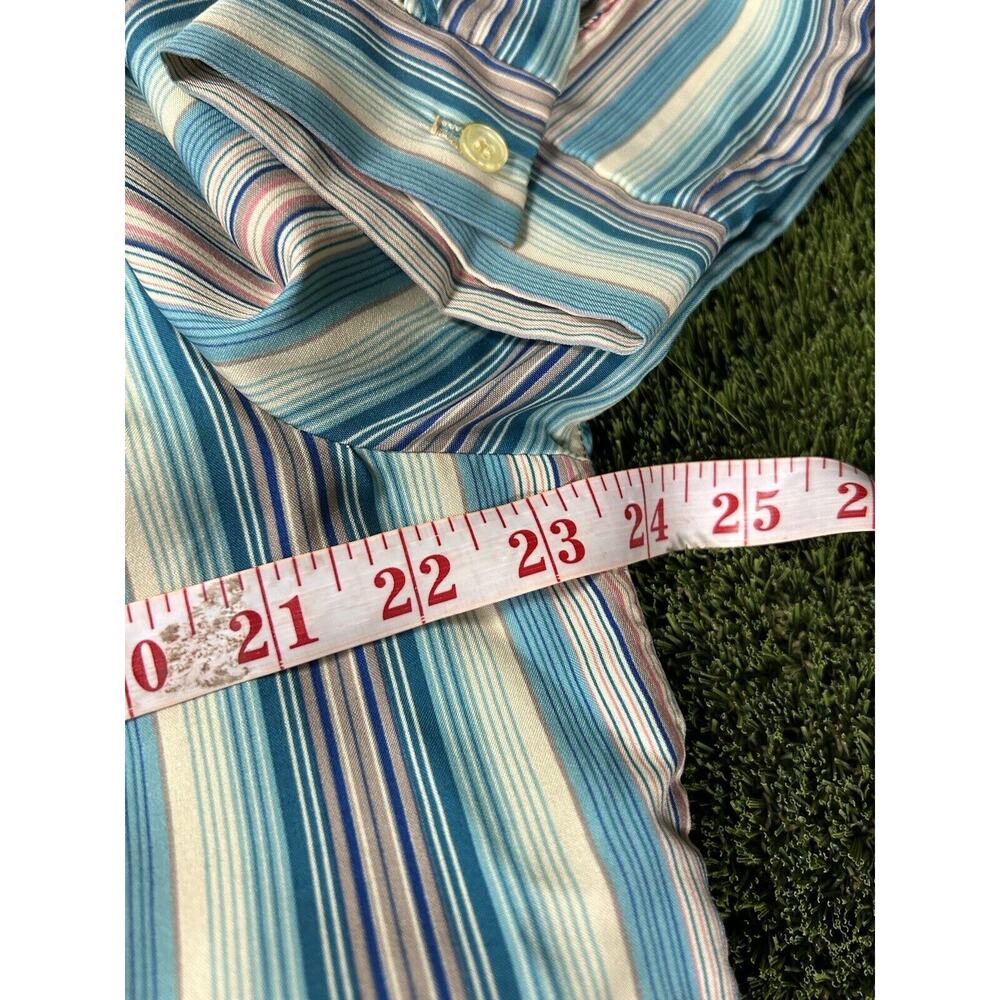 Vintage 1970’s LAURA MAE Striped Long sleeve Polyester Scarf Collar Size 38 - Picture 8 of 11